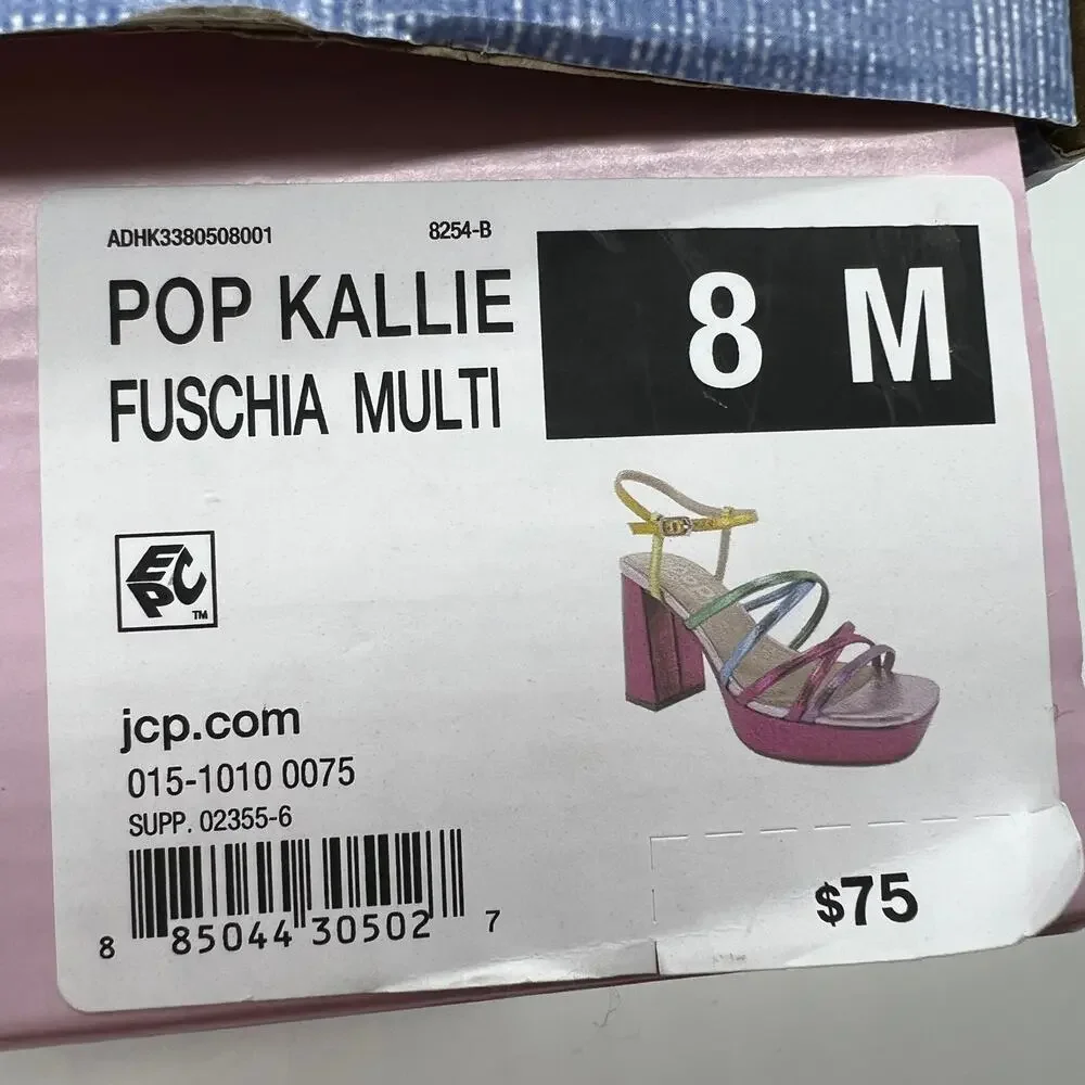 Pop Womens Kallie Heeled Sandals Pink Fuschia Multicolor Size 8M - Picture 9 of 9